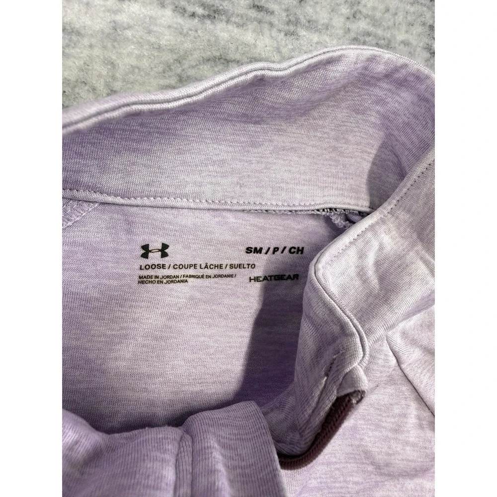 Under Armour Women's Heatgear Mock Neck 1/2 Lavender Zip Pullover Sz Sm Preppy